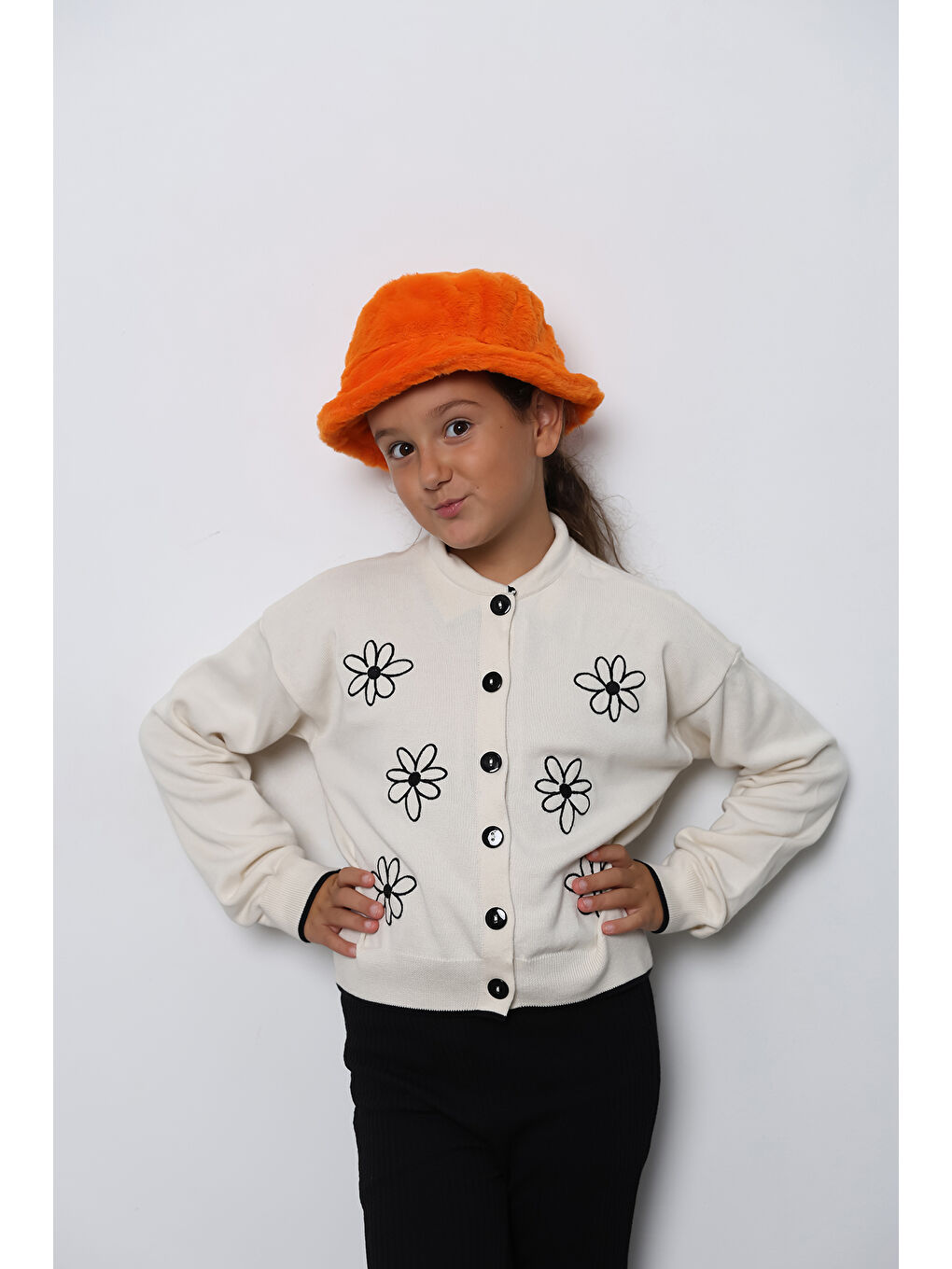 Luminos Butik Kız Çocuk Turuncu Pelüş Bucket Kova Şapka Spk1135 - 2