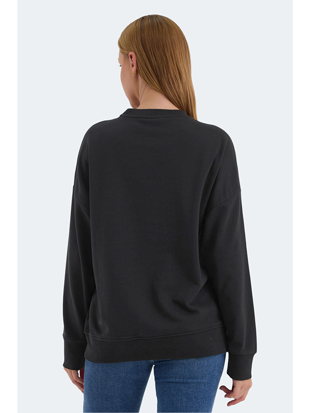 VIRTUE Kadın Oversıze Siyah Sweatshirt-1