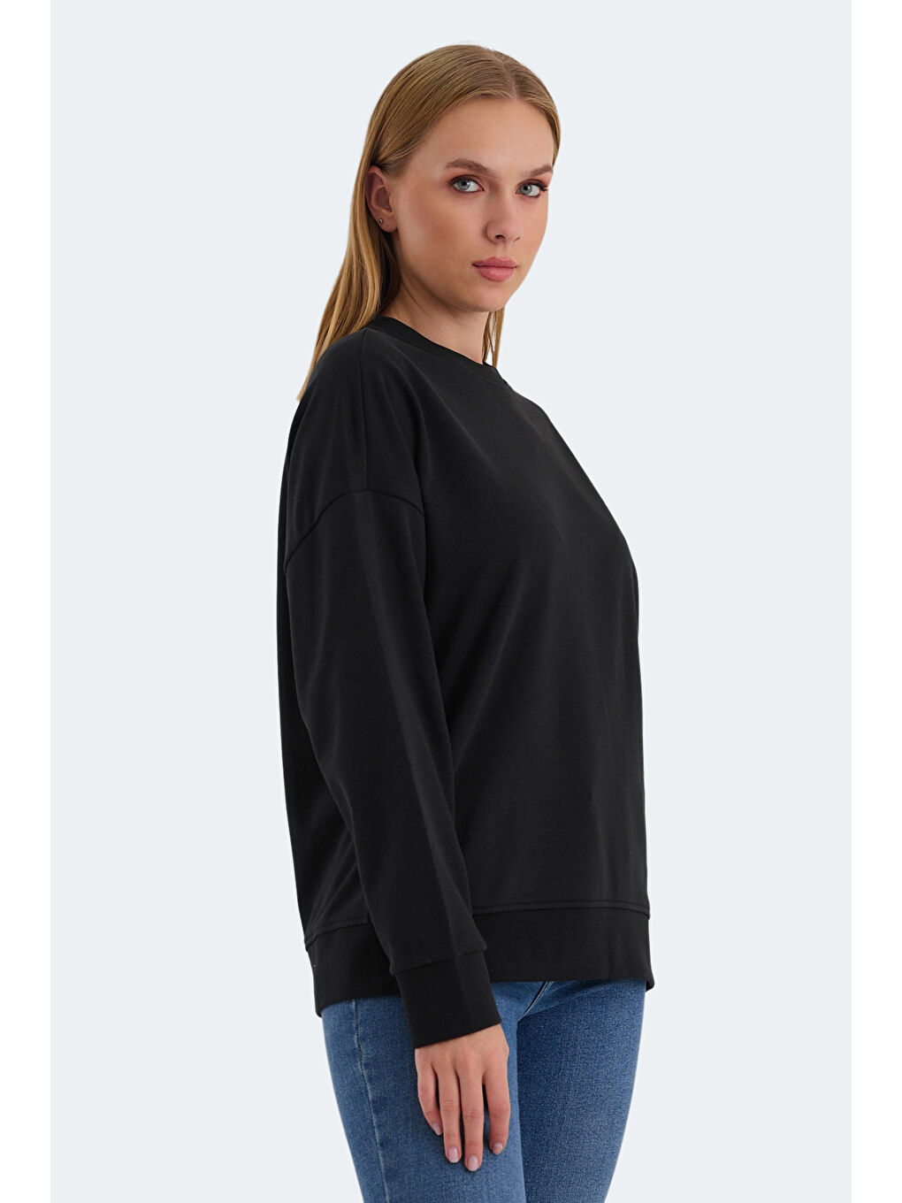 VIRTUE Kadın Oversıze Siyah Sweatshirt-3