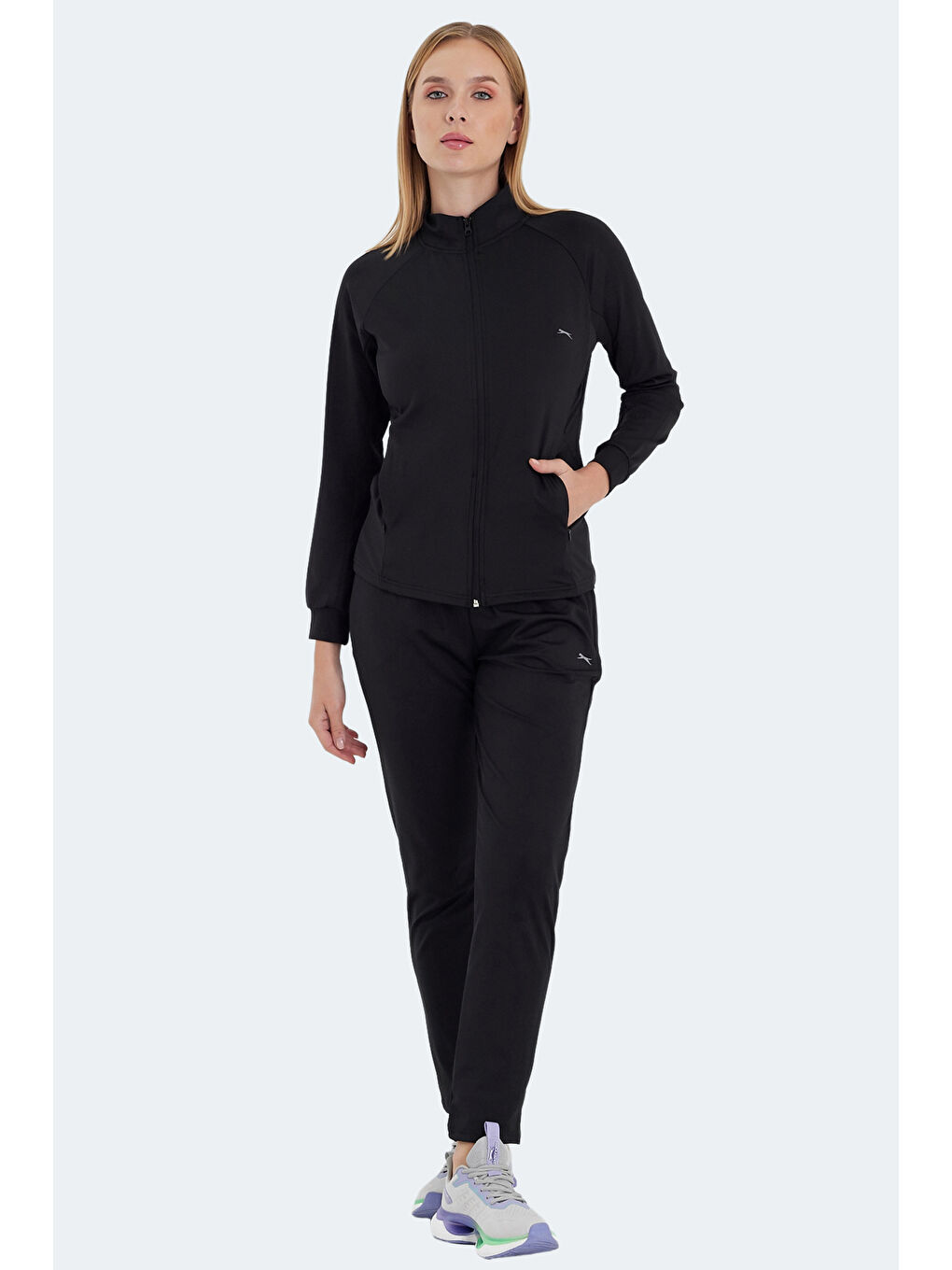 RAQUEL IN Kadın Fermuarlı Dik Yaka Cepli Siyah Eşofman Takımı-5