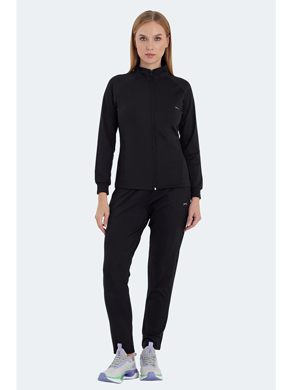 RAQUEL IN Kadın Fermuarlı Dik Yaka Cepli Siyah Eşofman Takımı-6