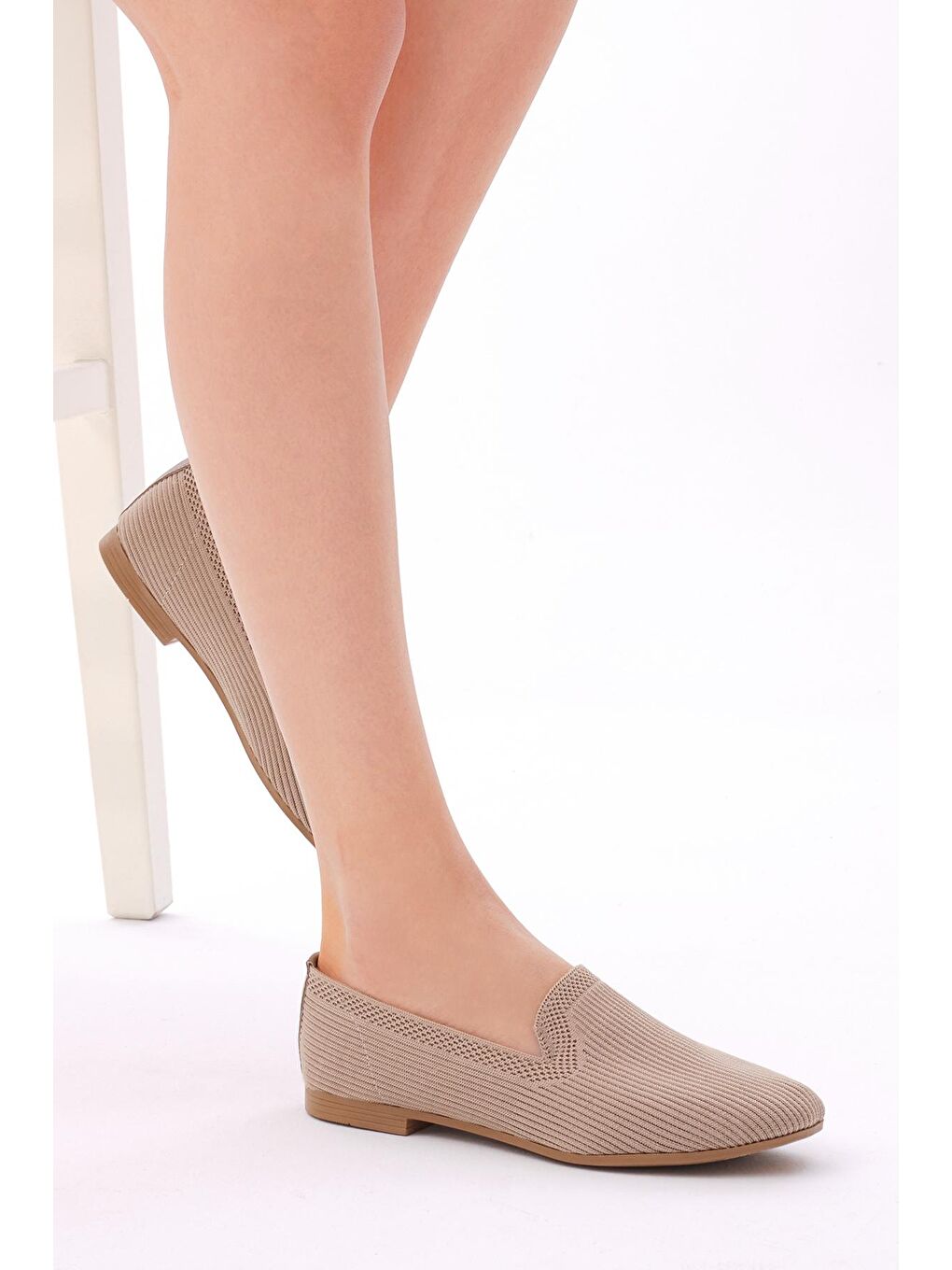 Kahverengi Kadın Vizon Rahat Kalıp Düz Örgü Babet-2