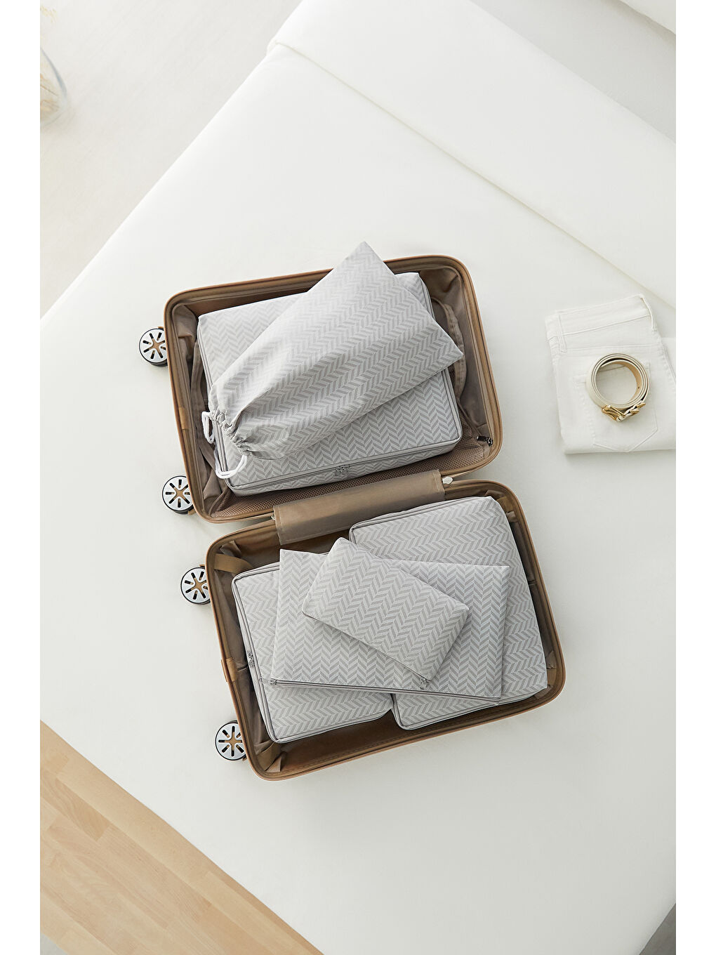 6'lı Gri Balıksırtı Bavul İçi Düzenleyici Set-1