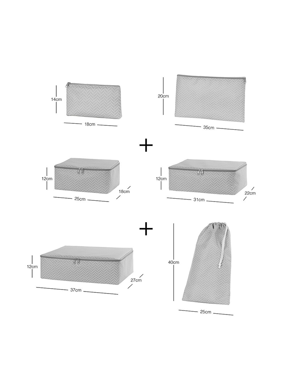6'lı Gri Balıksırtı Bavul İçi Düzenleyici Set-3