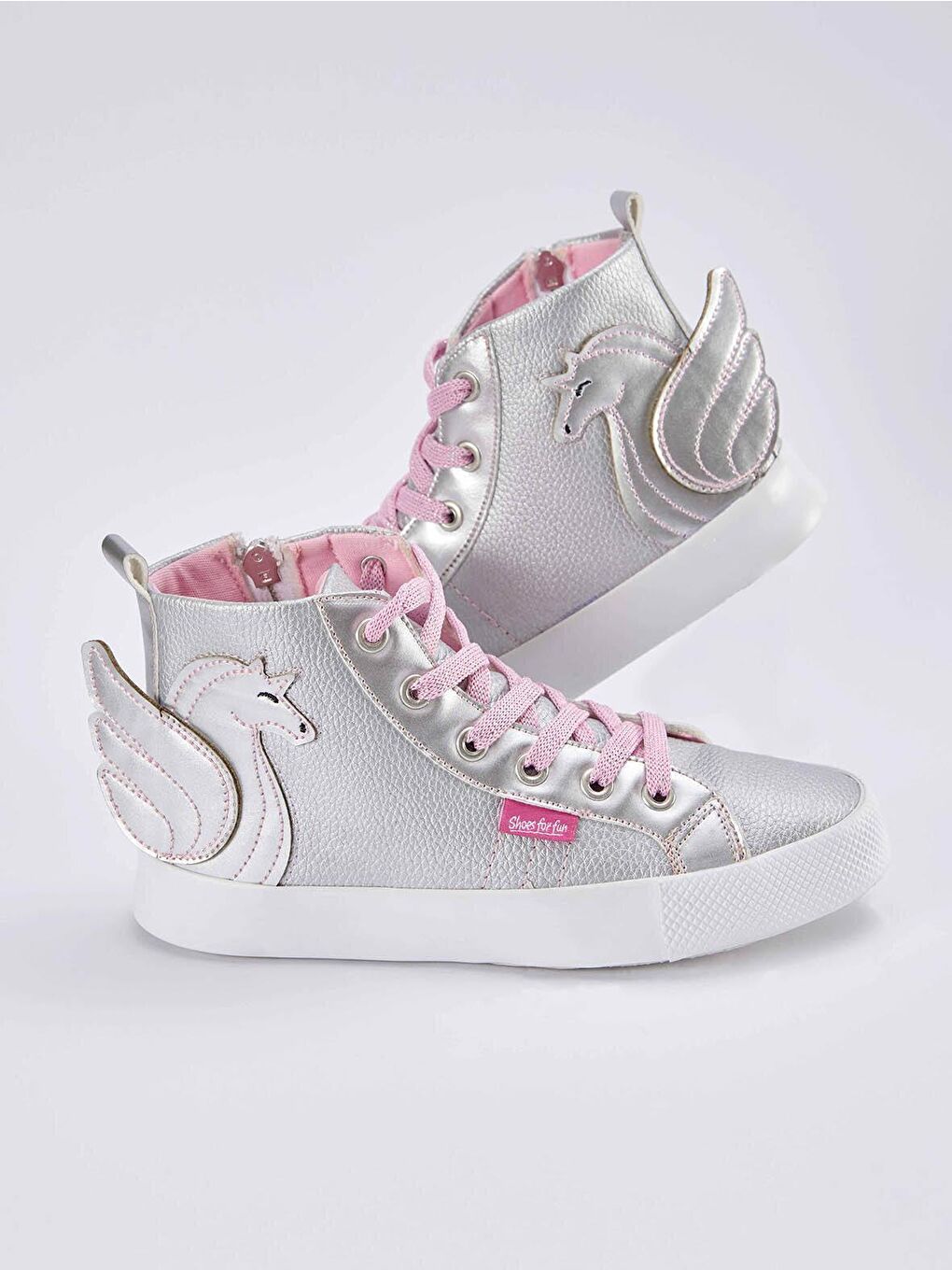 Denokids Gri Kanatlı Unicorn Gümüş Kız Çocuk Sneakers