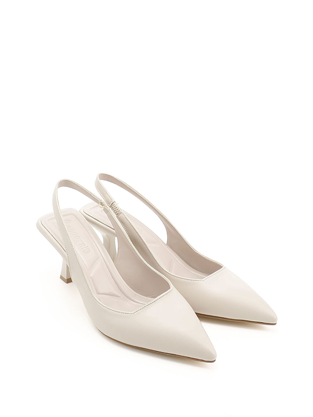 Bej Kadın TEN Sivri Burun Kadeh Ökçe Arkası Açık Ayakkabı-2