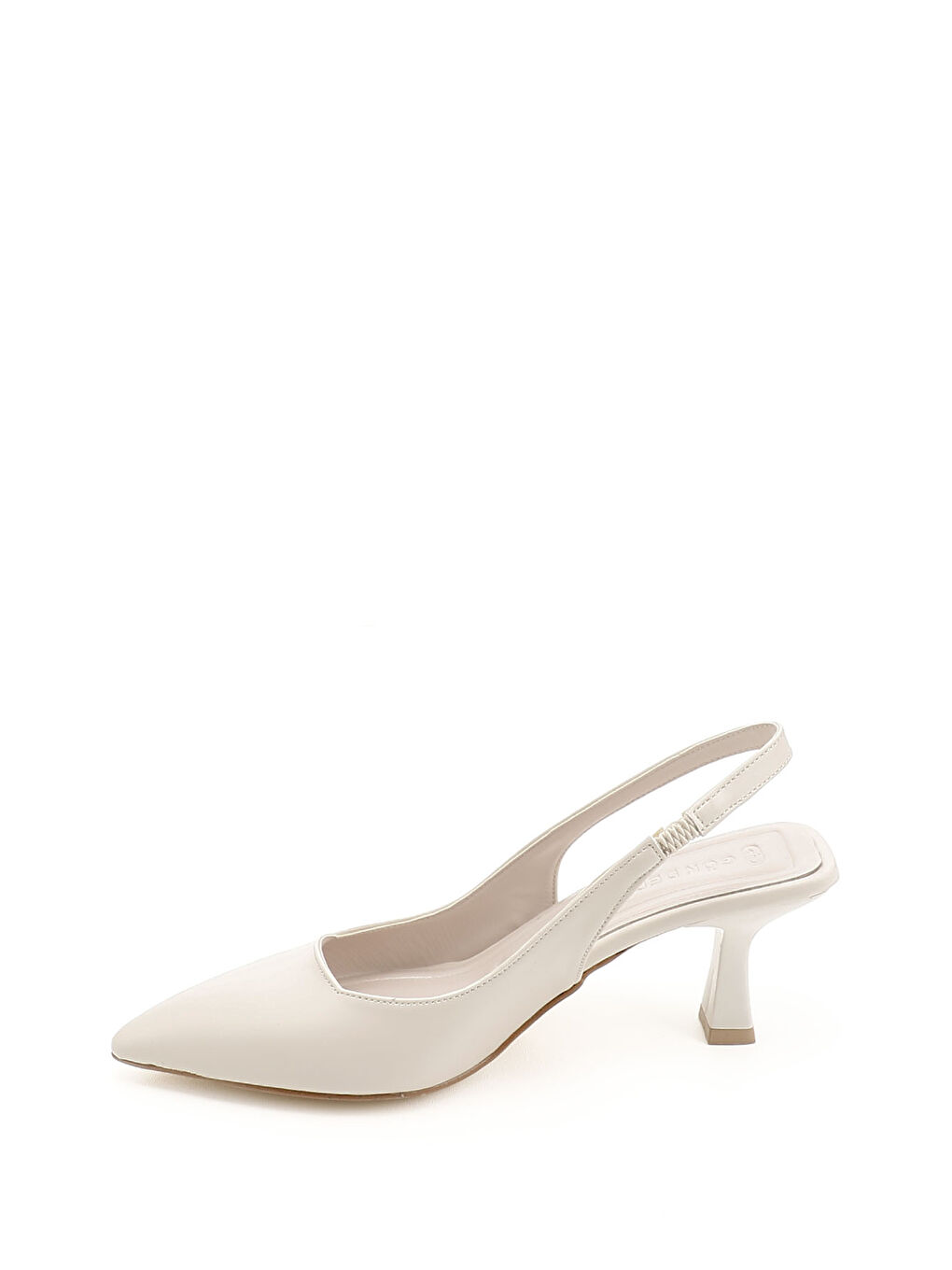 Bej Kadın TEN Sivri Burun Kadeh Ökçe Arkası Açık Ayakkabı-3