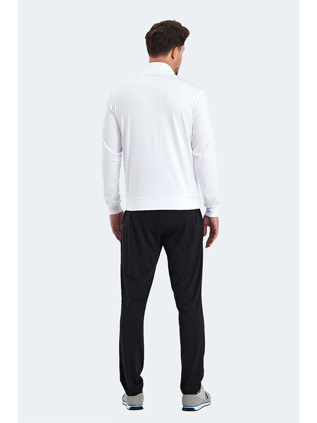 RECOGNIZE Erkek Fermuarlı Dik Yaka Cepli Beyaz Eşofman Takımı-1