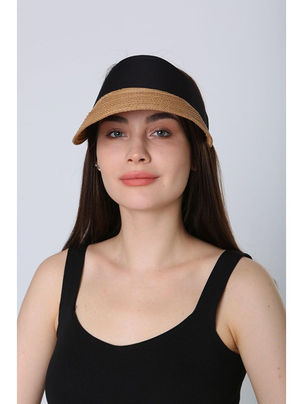 Luminos Butik Kahverengi Camel Ithal Katlanabilir Cırtlı Hasır Vizör - Tenisçi - Golf Şapka Hsr2060