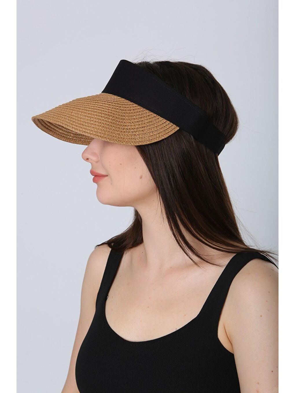 Luminos Butik Kahverengi Camel Ithal Katlanabilir Cırtlı Hasır Vizör - Tenisçi - Golf Şapka Hsr2060 - 2