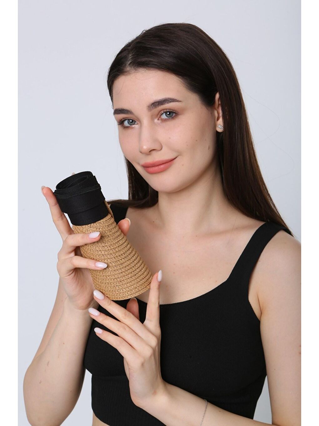 Luminos Butik Kahverengi Camel Ithal Katlanabilir Cırtlı Hasır Vizör - Tenisçi - Golf Şapka Hsr2060 - 6