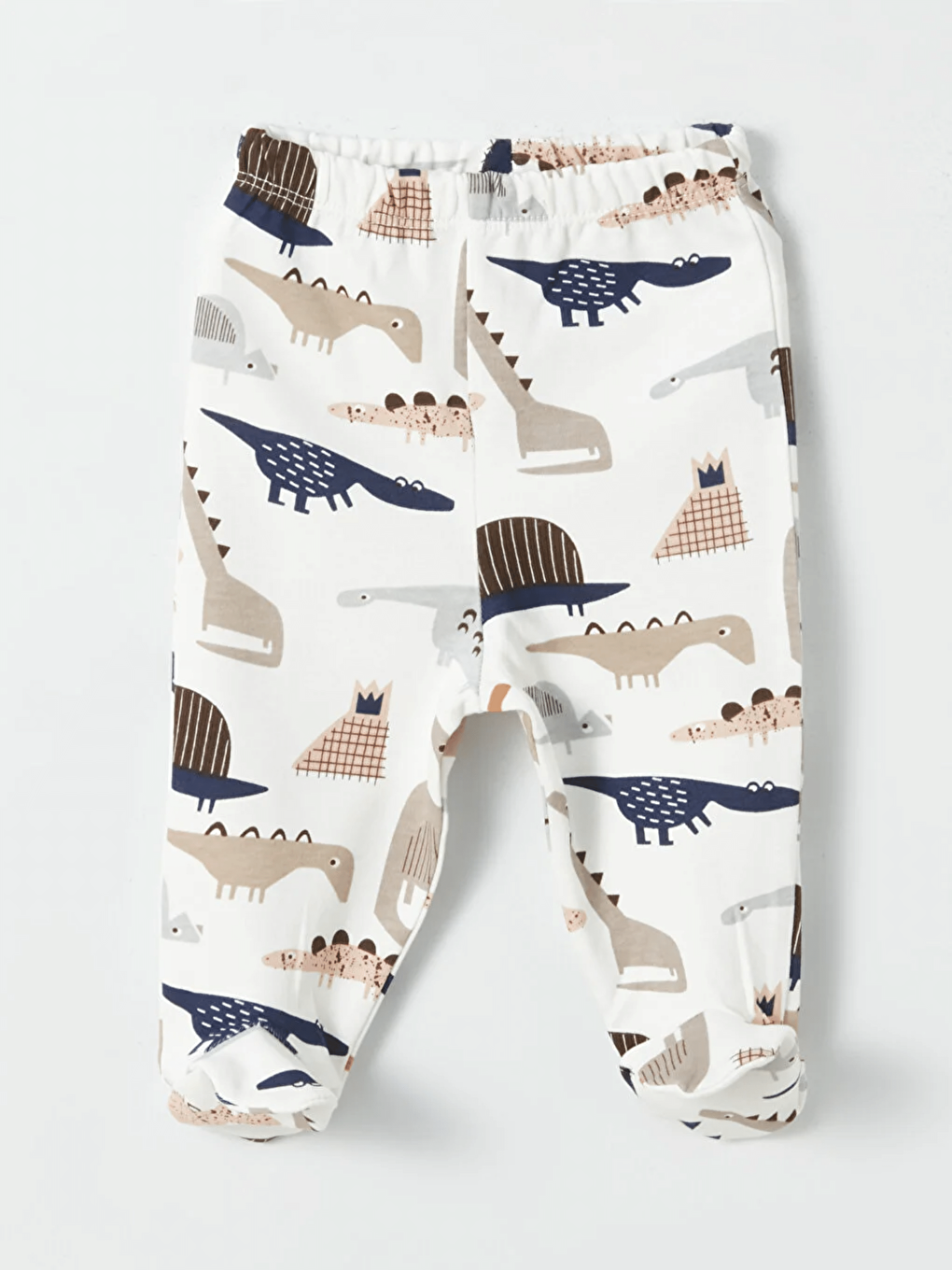 Ekru V Yaka Uzun Kollu Baskılı Erkek Bebek Takım-3