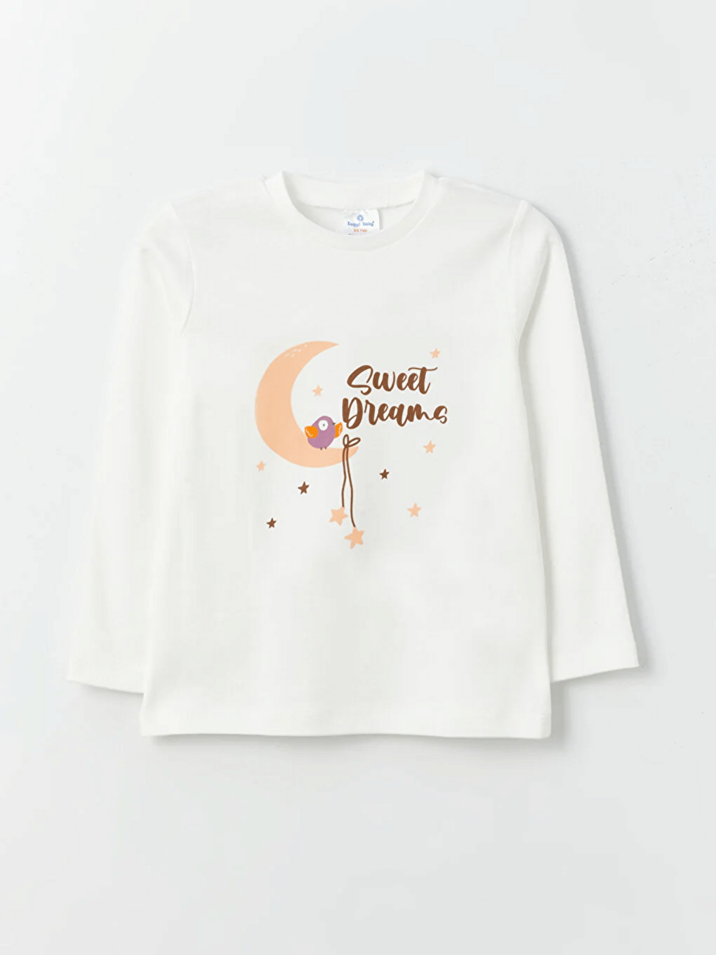 Ekru Bisiklet Yaka Baskılı Kız Bebek Pijama Takımı-1