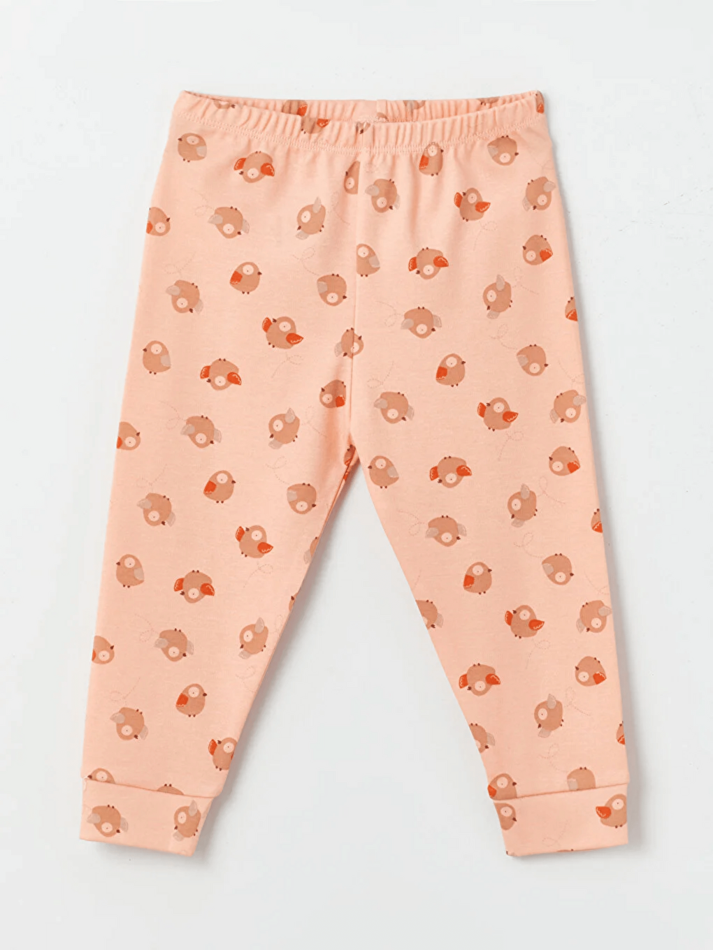 Ekru Bisiklet Yaka Baskılı Kız Bebek Pijama Takımı-3