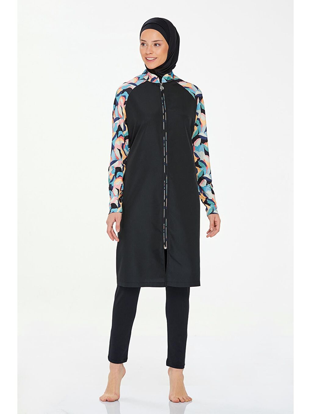 Elastanlı Tam Kapalı Tesettür Mayo Elena 8266 Siyah-3