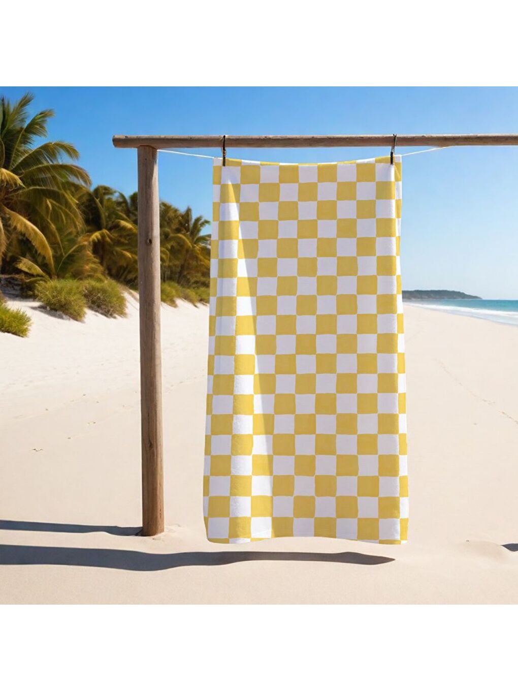 Karışık Özel Tasarım dama desenli Hızlı Kuruyan 75x150 cm Plaj Havlusu – Baskılı