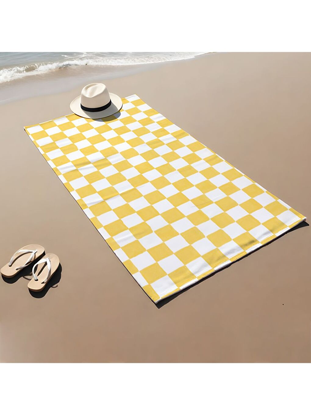 Karışık Özel Tasarım dama desenli Hızlı Kuruyan 75x150 cm Plaj Havlusu – Baskılı-1