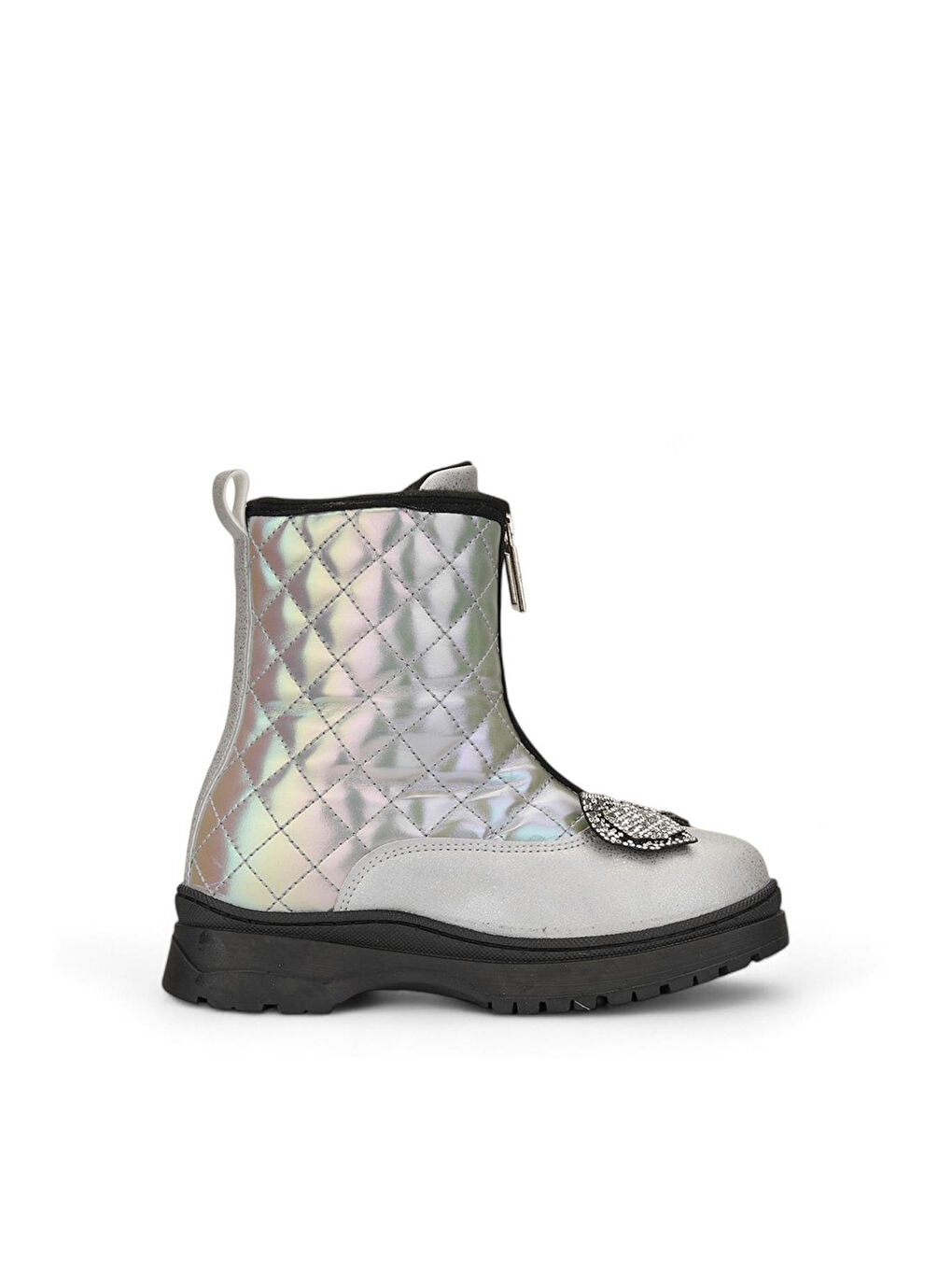 Gri PONNY Tırtıklı Kaymaz Taban Önü Fermuarlı ve Fiyonklu Çocuk Kışlık Bot-5