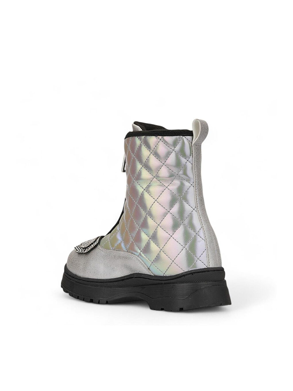 Gri PONNY Tırtıklı Kaymaz Taban Önü Fermuarlı ve Fiyonklu Çocuk Kışlık Bot-6