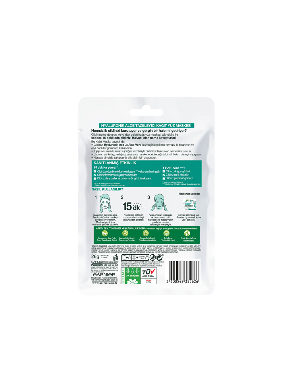 Hyaluronik Aloe Tazeleyici Kağıt Yüz Maskesi-1