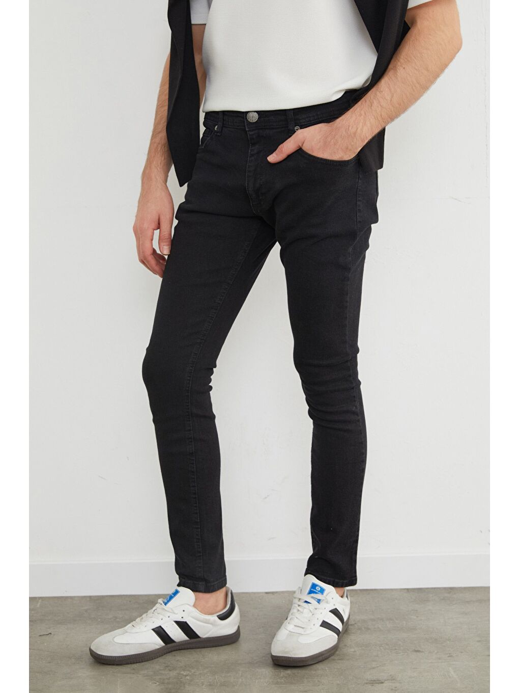 Antrasit Fermuarlı Skinny Jean Pantolon-4