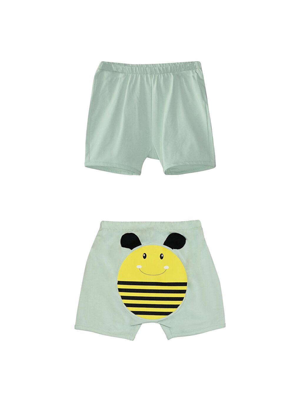 Soft Yeşil Kız Çocuk Arı Baskılı Şort