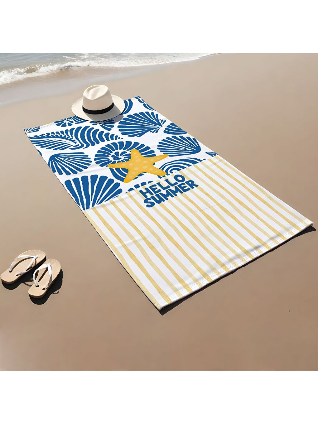 Karışık Özel Tasarım deniz yıldızı desenli Hızlı Kuruyan 75x150 cm Plaj Havlusu – Baskılı-1