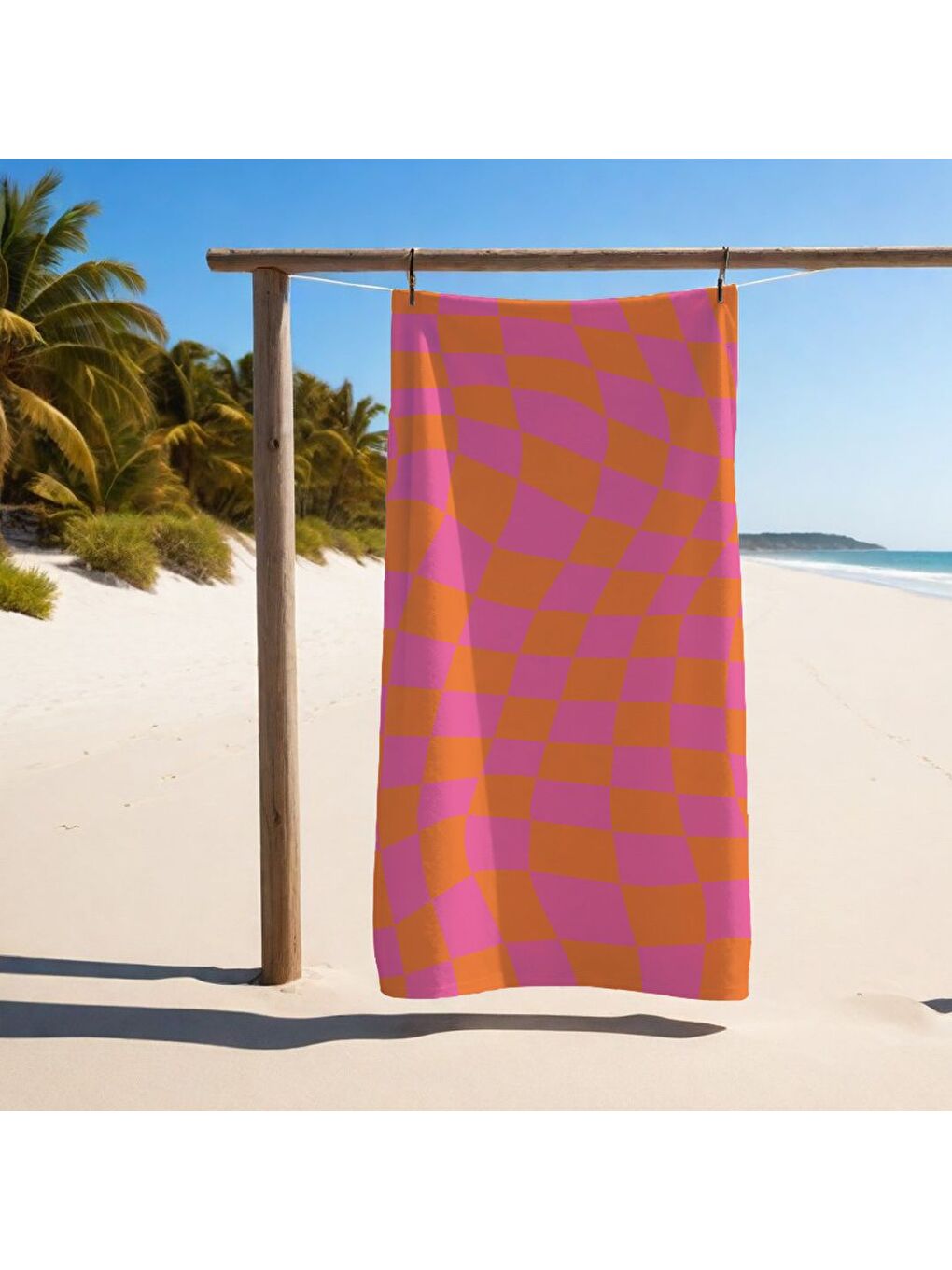 Karışık Özel Tasarım dama desenli Hızlı Kuruyan 75x150 cm Plaj Havlusu – Baskılı