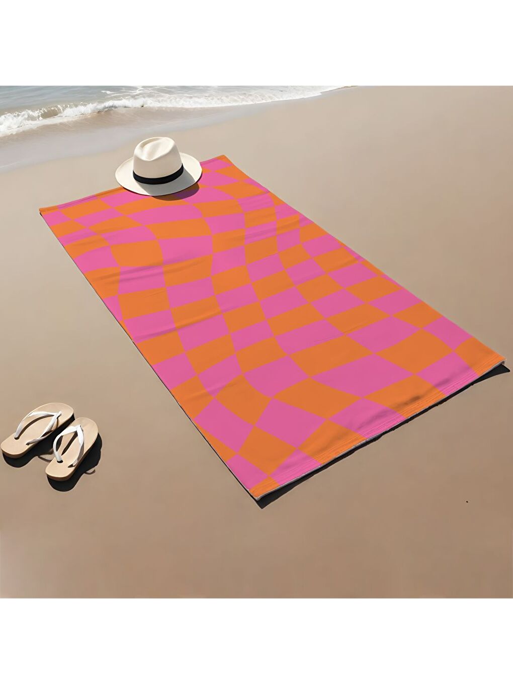 Karışık Özel Tasarım dama desenli Hızlı Kuruyan 75x150 cm Plaj Havlusu – Baskılı-1