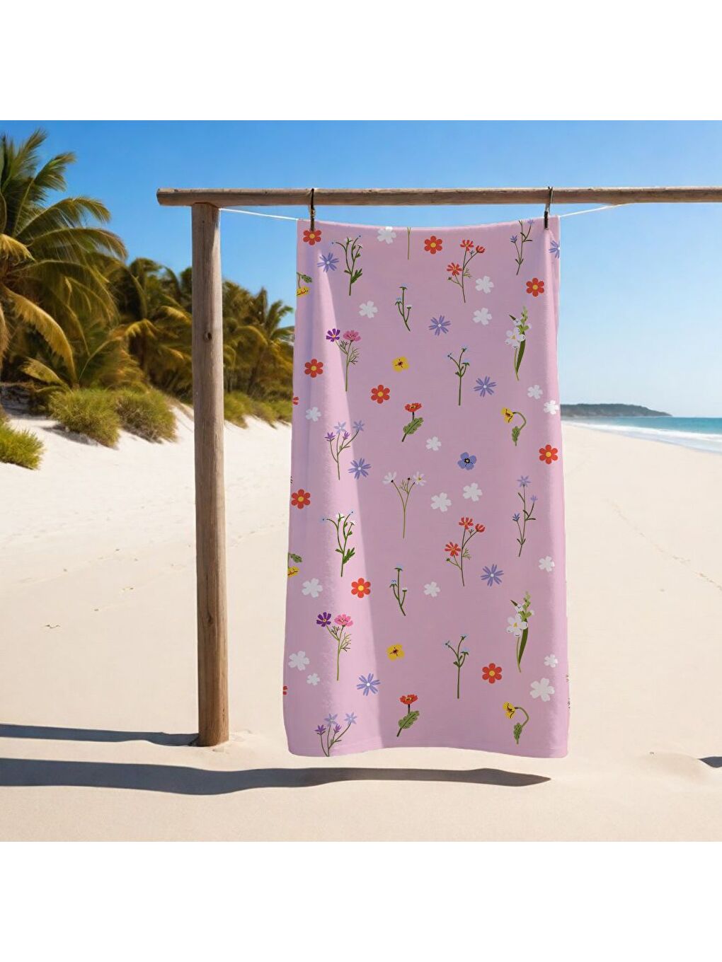 Karışık Özel Tasarım çiçek desenli Hızlı Kuruyan 75x150 cm Plaj Havlusu – Baskılı