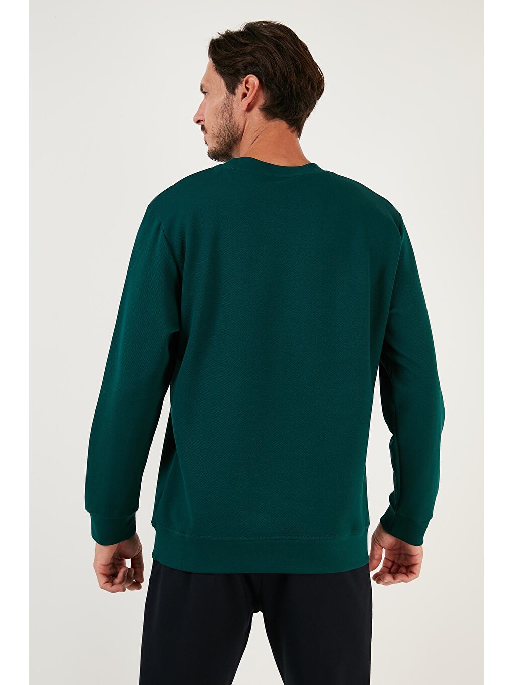 Yeşil Pamuklu Bisiklet Yaka Regular Fit Basic Sweat 5905521-4