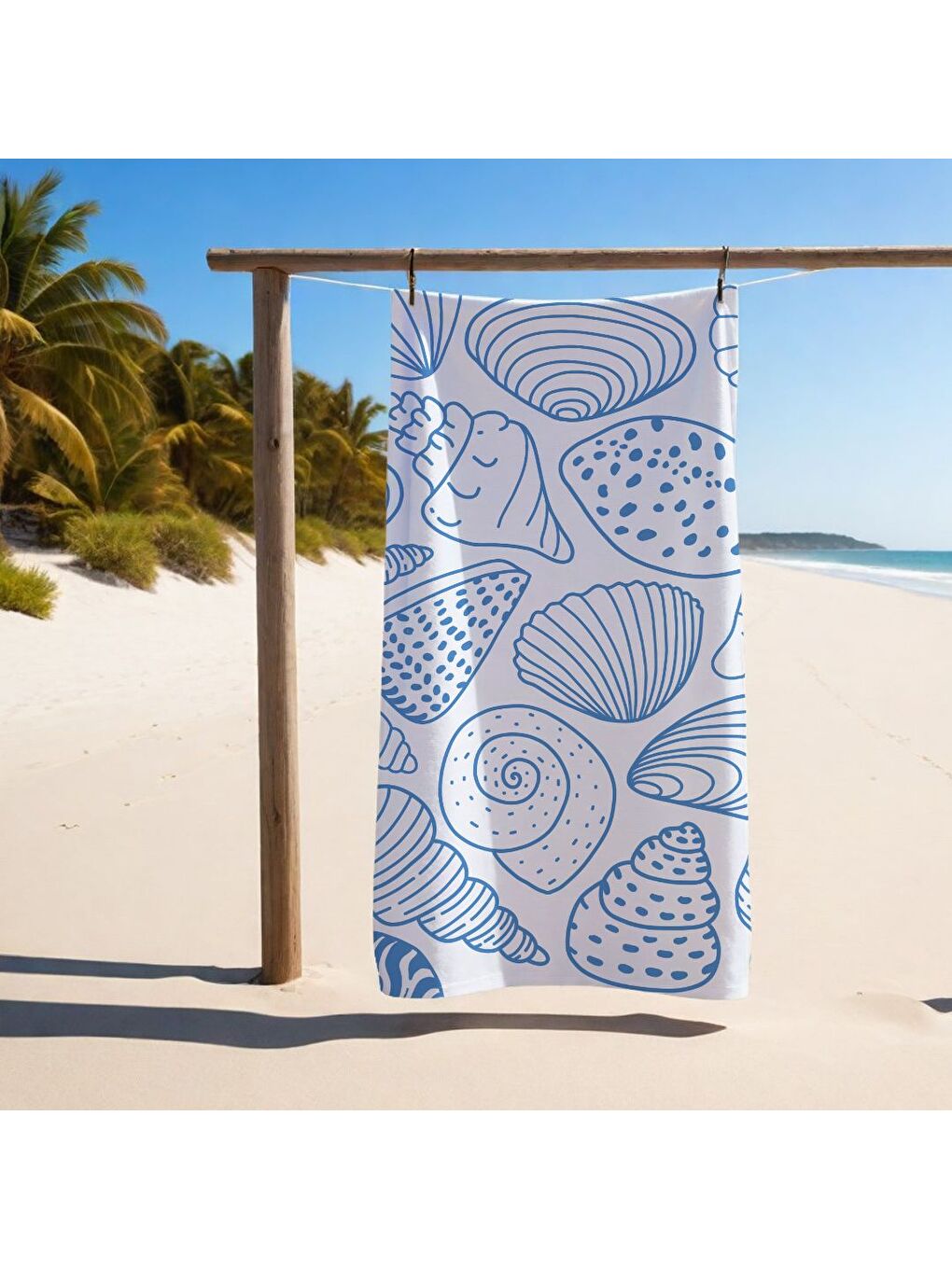 Karışık Özel Tasarım denizkabuğu desenli Hızlı Kuruyan 75x150 cm Plaj Havlusu – Baskılı
