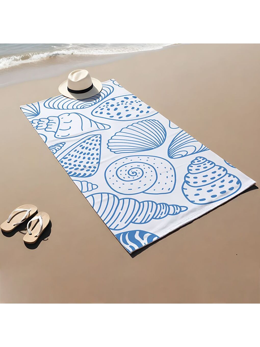 Karışık Özel Tasarım denizkabuğu desenli Hızlı Kuruyan 75x150 cm Plaj Havlusu – Baskılı-1