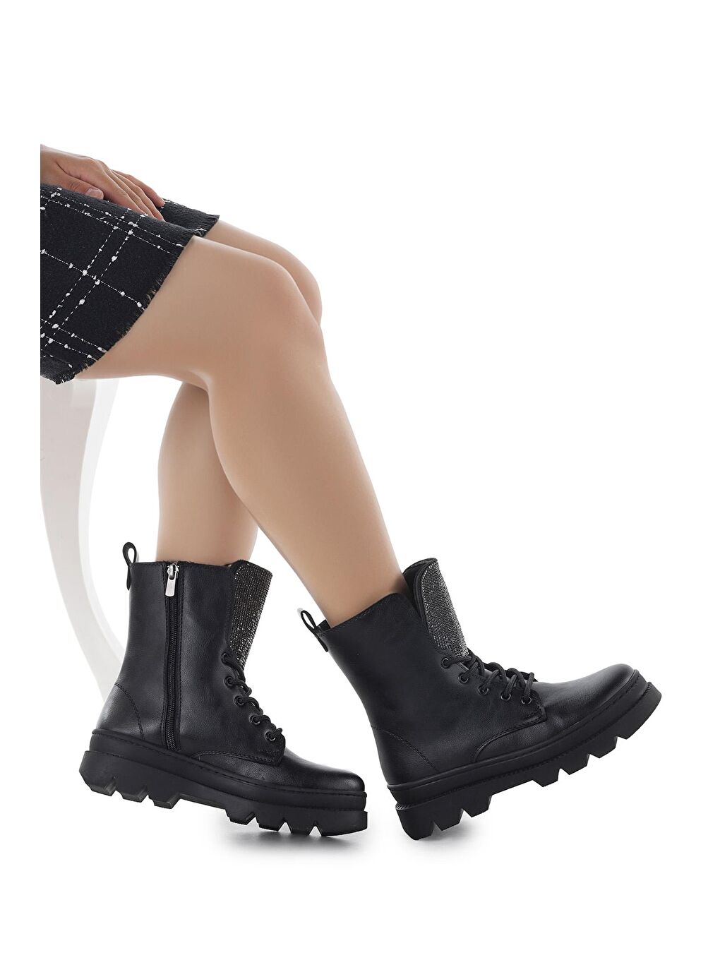 Siyah Fermuarlı Termo Taban Kadın Günlük Bot Ayakkabı Fls 98-T81-2