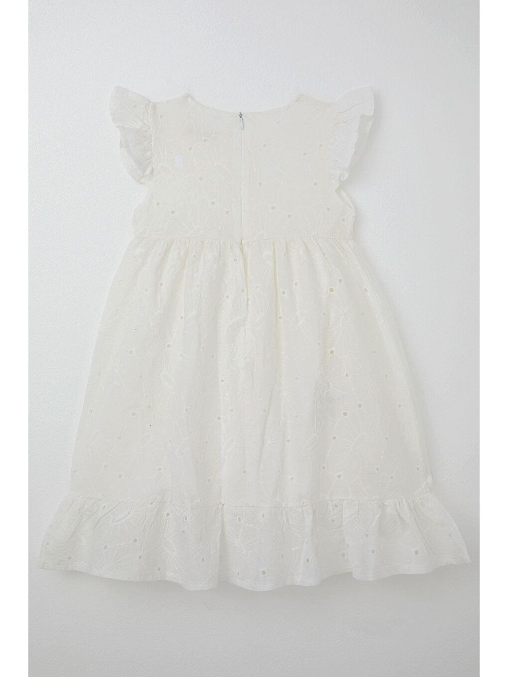 Kız Çocuk Elbise Güpürlü Çiçek Nakışlı Ekru (4-9 Yaş)-4