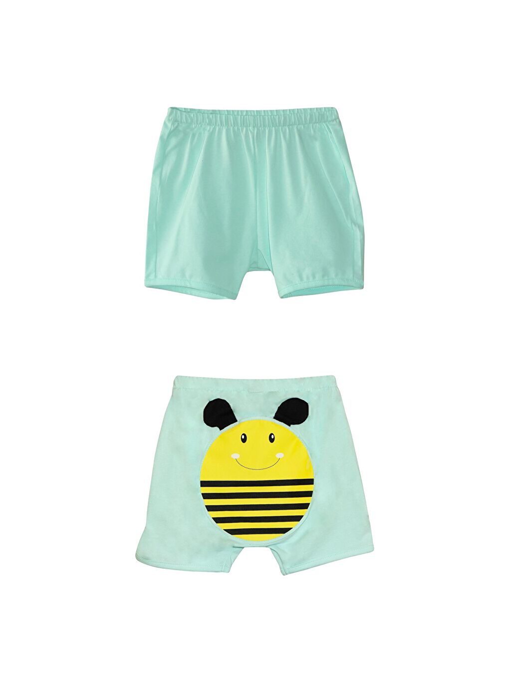 Turkuaz Mint Kız Çocuk Arı Baskılı Şort