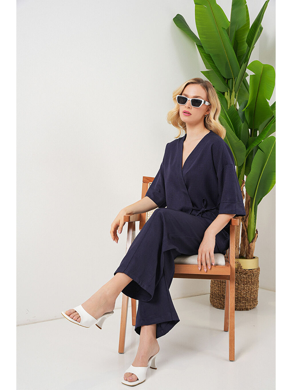 Kadın Önü Bağlamalı Alt Üst Takım 6745 - Lacivert-2