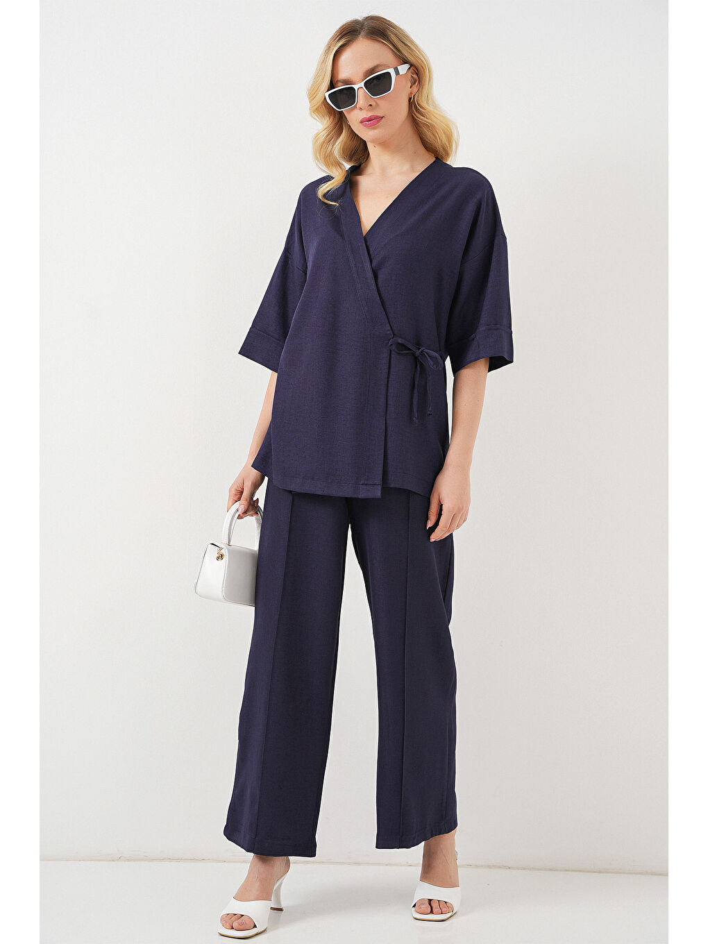 Kadın Önü Bağlamalı Alt Üst Takım 6745 - Lacivert-3
