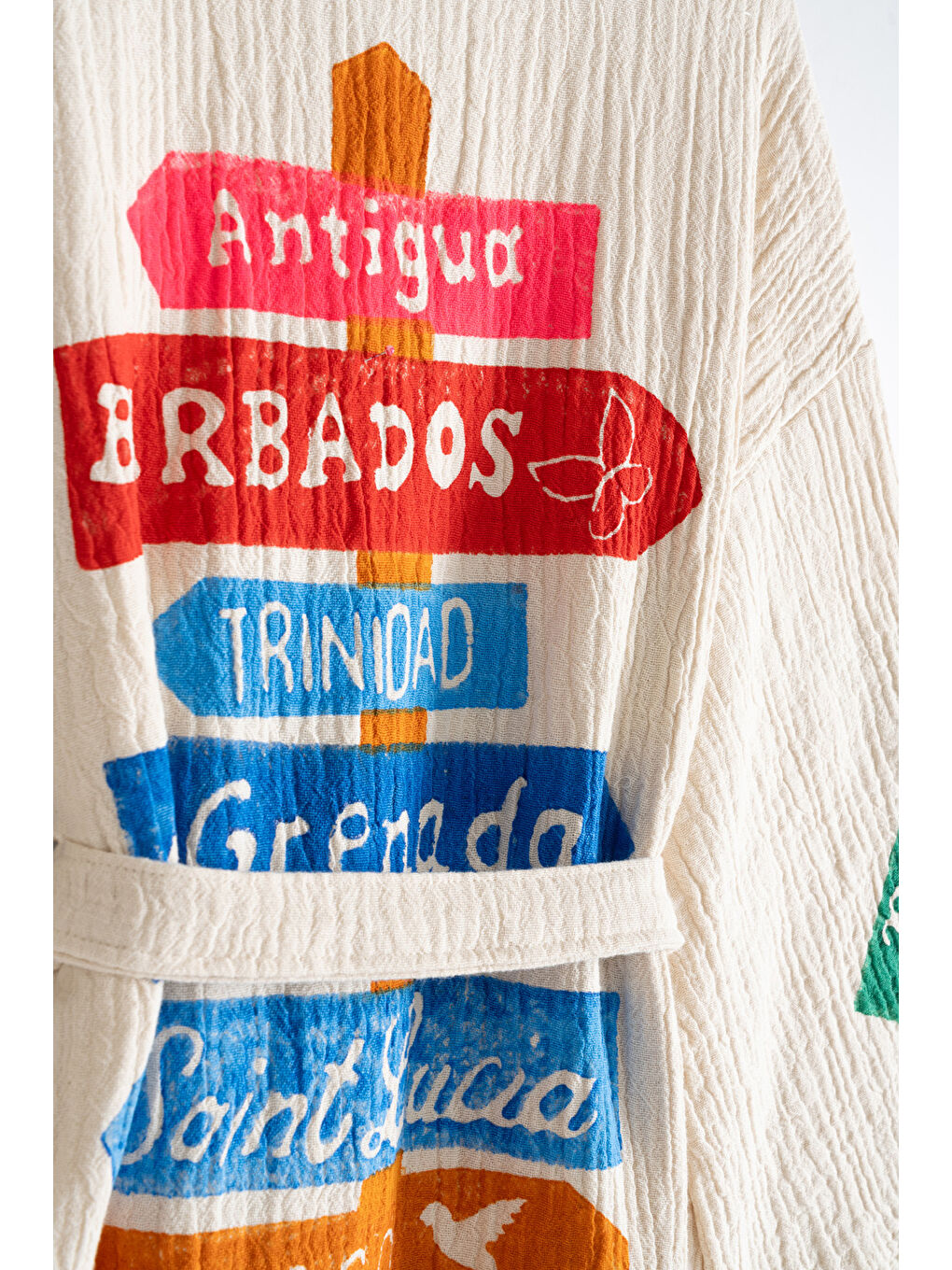 Ekru Organik %100 Pamuk Kimono Yaka Sabalık Bornoz Plaj Elbisesi - Nomada KREM/L/XL-2