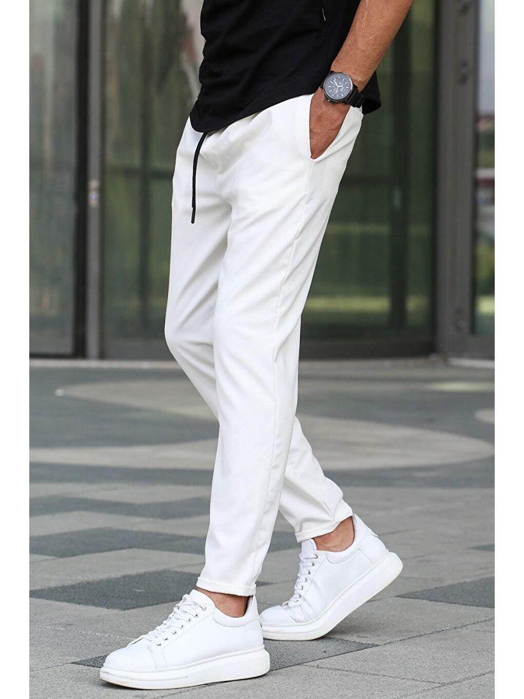 Beyaz Jogger Pantolon 4242-3