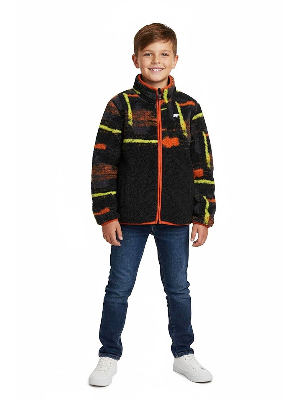 Vernon Siyah Çocuk Full-Zip Polar Sweatshirt-1