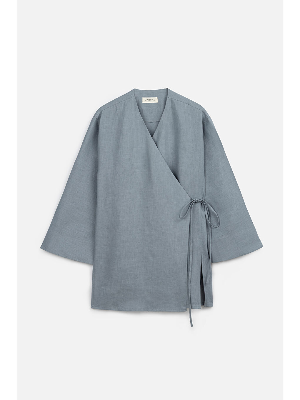 Keten Kruvaze Kapama Kimono Mavi-1