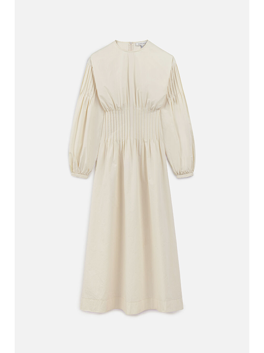 Karışık Beli Pile Detaylı Elbise Tereyağı-1