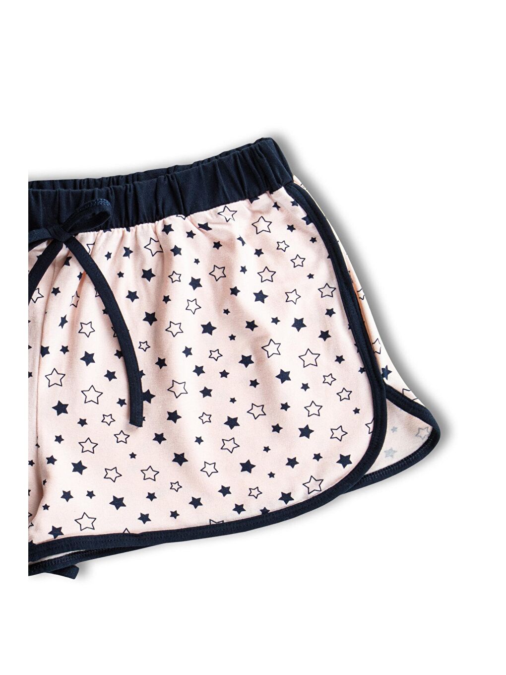 Pembe Pamuklu Desenli Paçası Biyeli Kadın Mini Şort-1