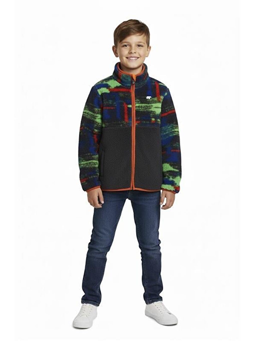 Antrasit Vernon Asfalt Çocuk Full-Zip Polar Sweatshirt-1