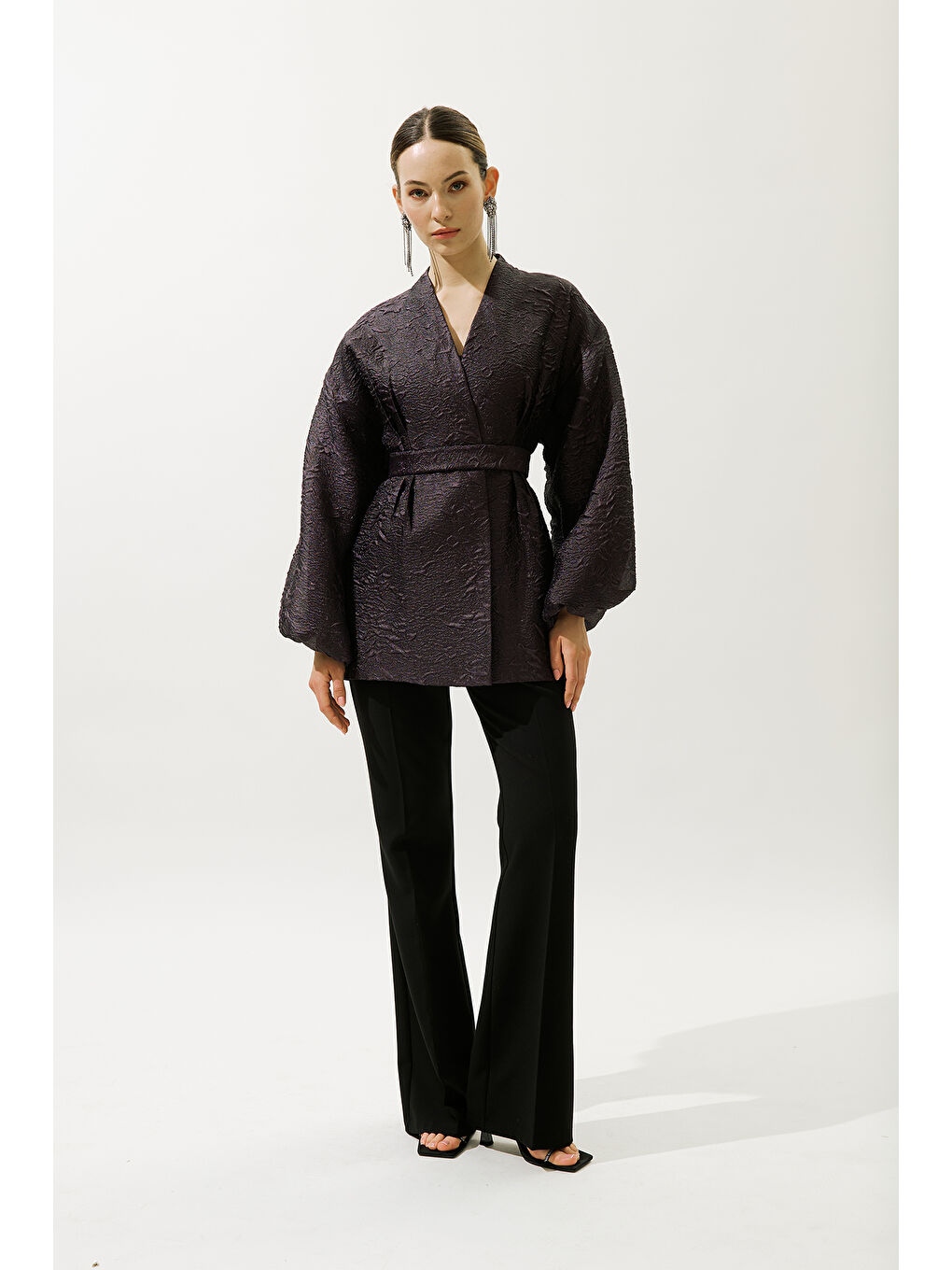 Jakar Organze Kimono Mor