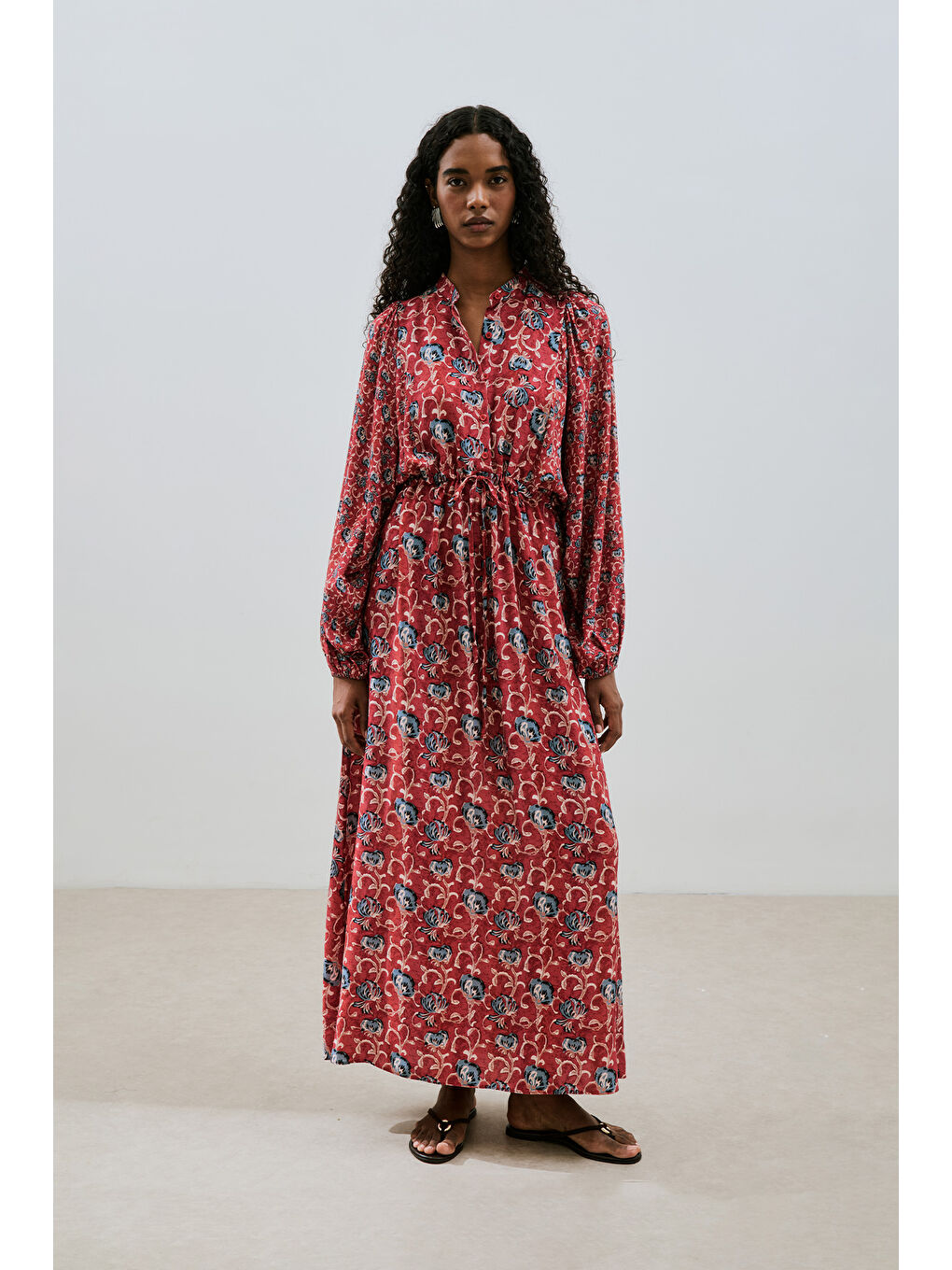 Karışık DESENLİ VİSKON BAĞLAMALI ELBİSE POPPY