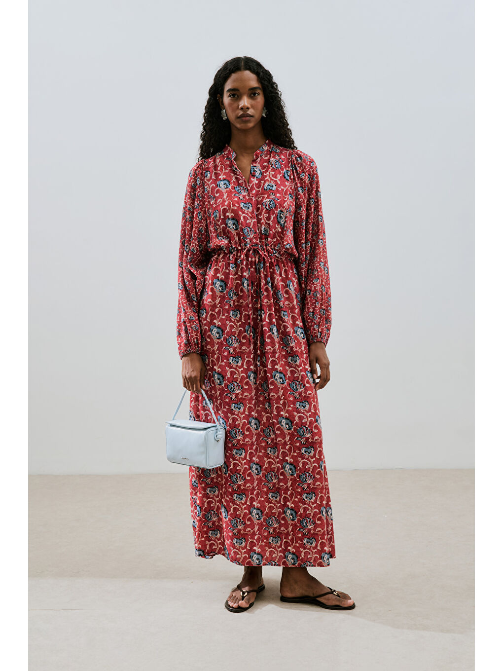 Karışık DESENLİ VİSKON BAĞLAMALI ELBİSE POPPY-1