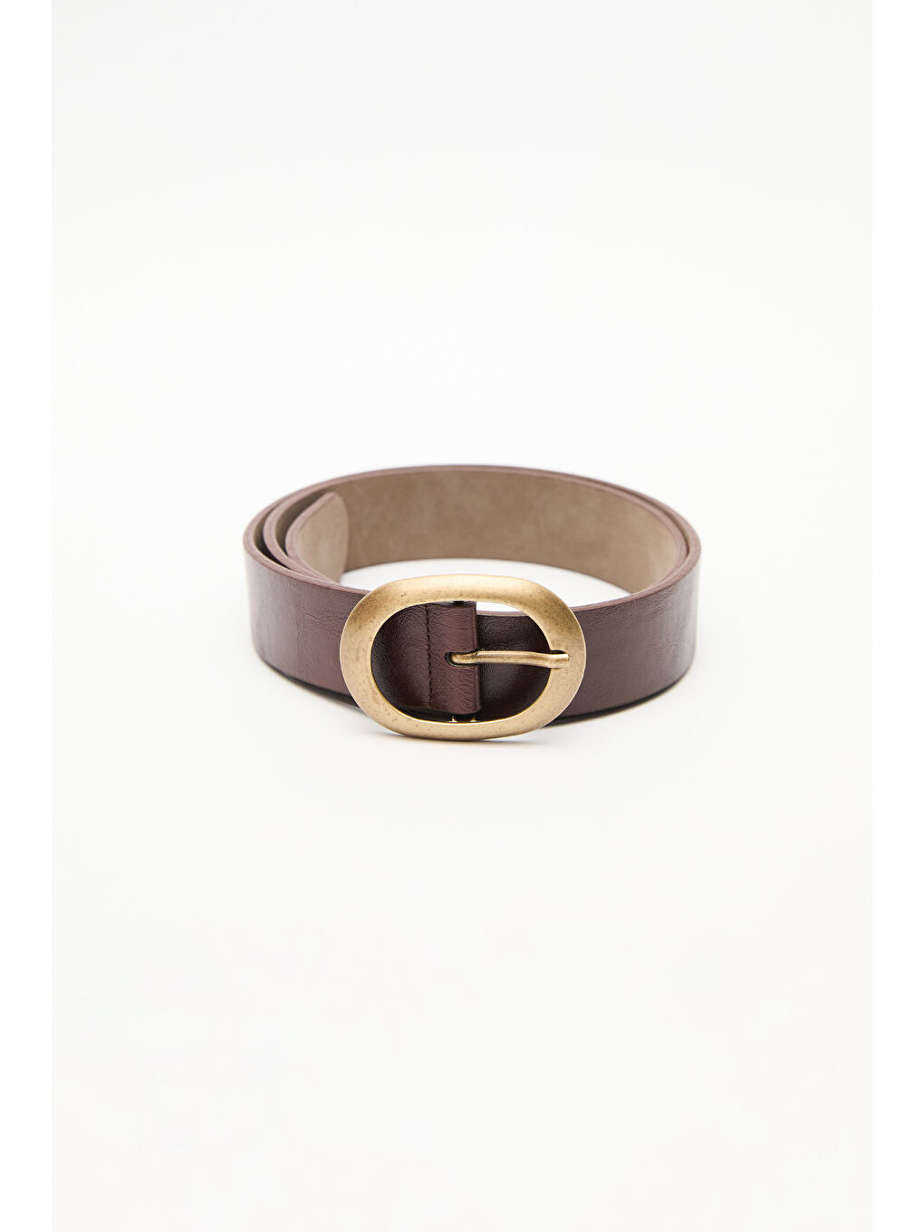 Antik Tokalı Oval Deri Kemer Kahverengi-6