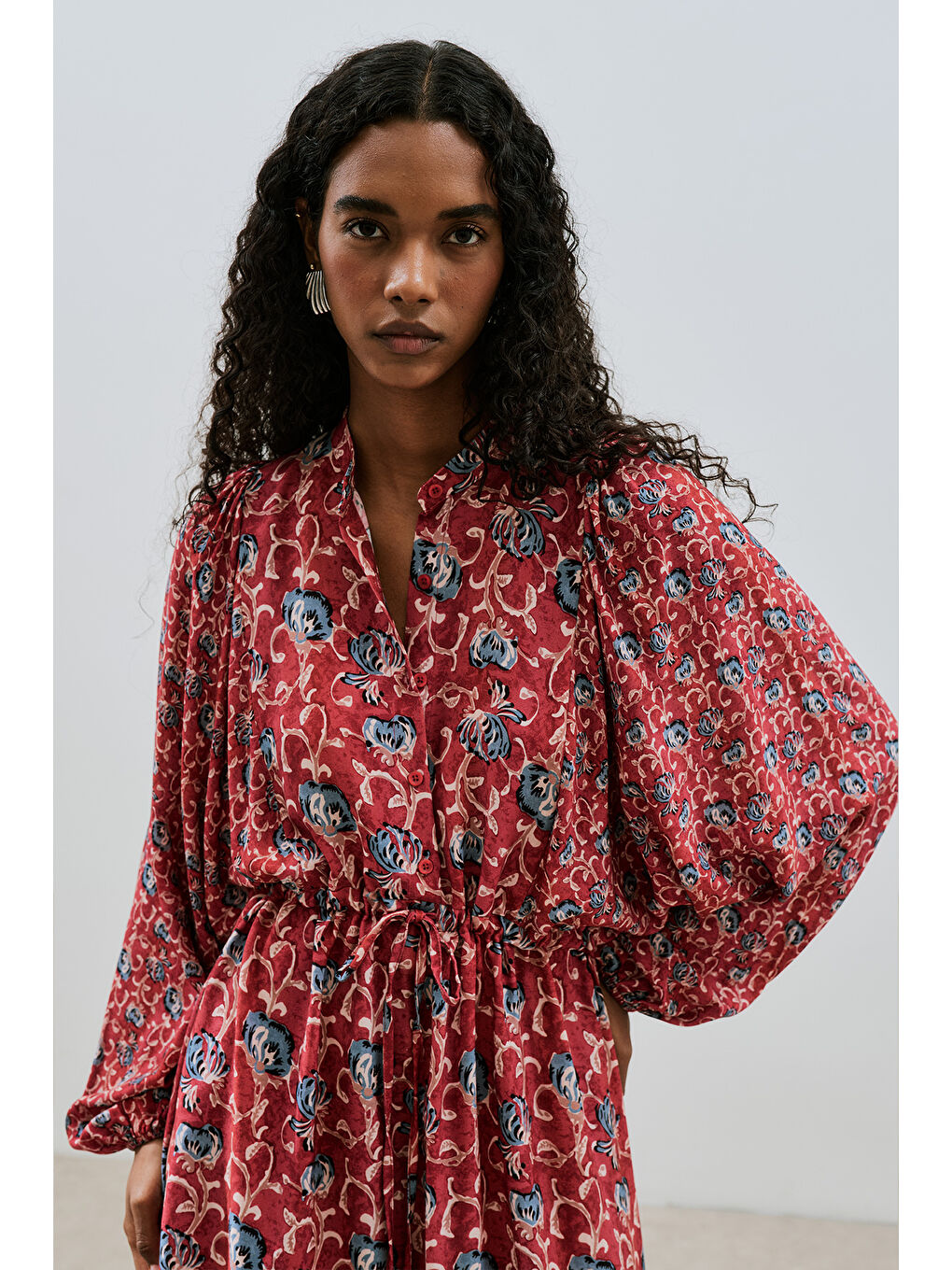 Karışık DESENLİ VİSKON BAĞLAMALI ELBİSE POPPY-2